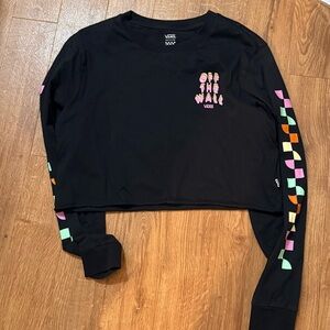 Vans Cropped Black Long Sleeve with Colorful Graphics
